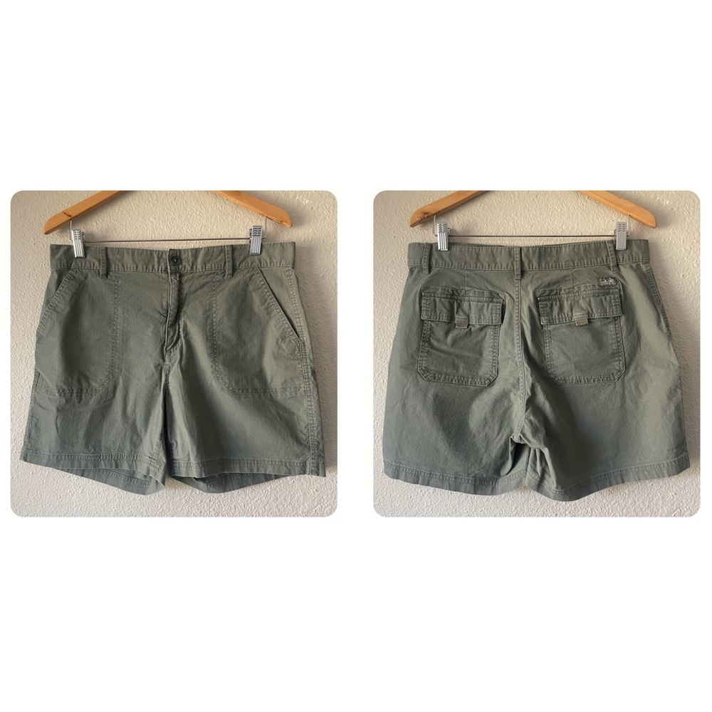 Eddie Bauer Shorts Women’s 10 Khaki Green Flap Pockets Y2K Outdoorsy Activewear